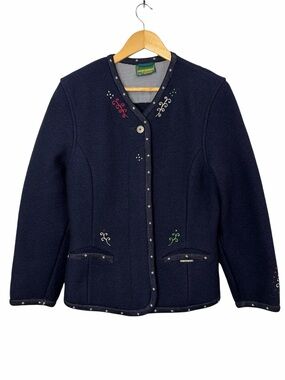 Geiger Collections Navy Boiled Wool Embroidered Jacket Austria S